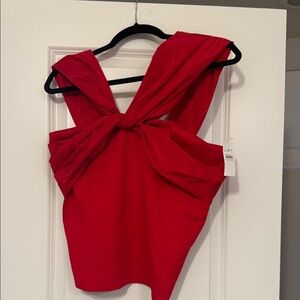 Loft Taffeta Ponte Off The Shoulder Top, NWT, Red